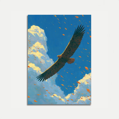 Adelaar zwevend door wolken poster
