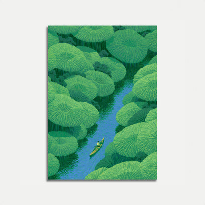 Canoe Through Lily Pads Poster