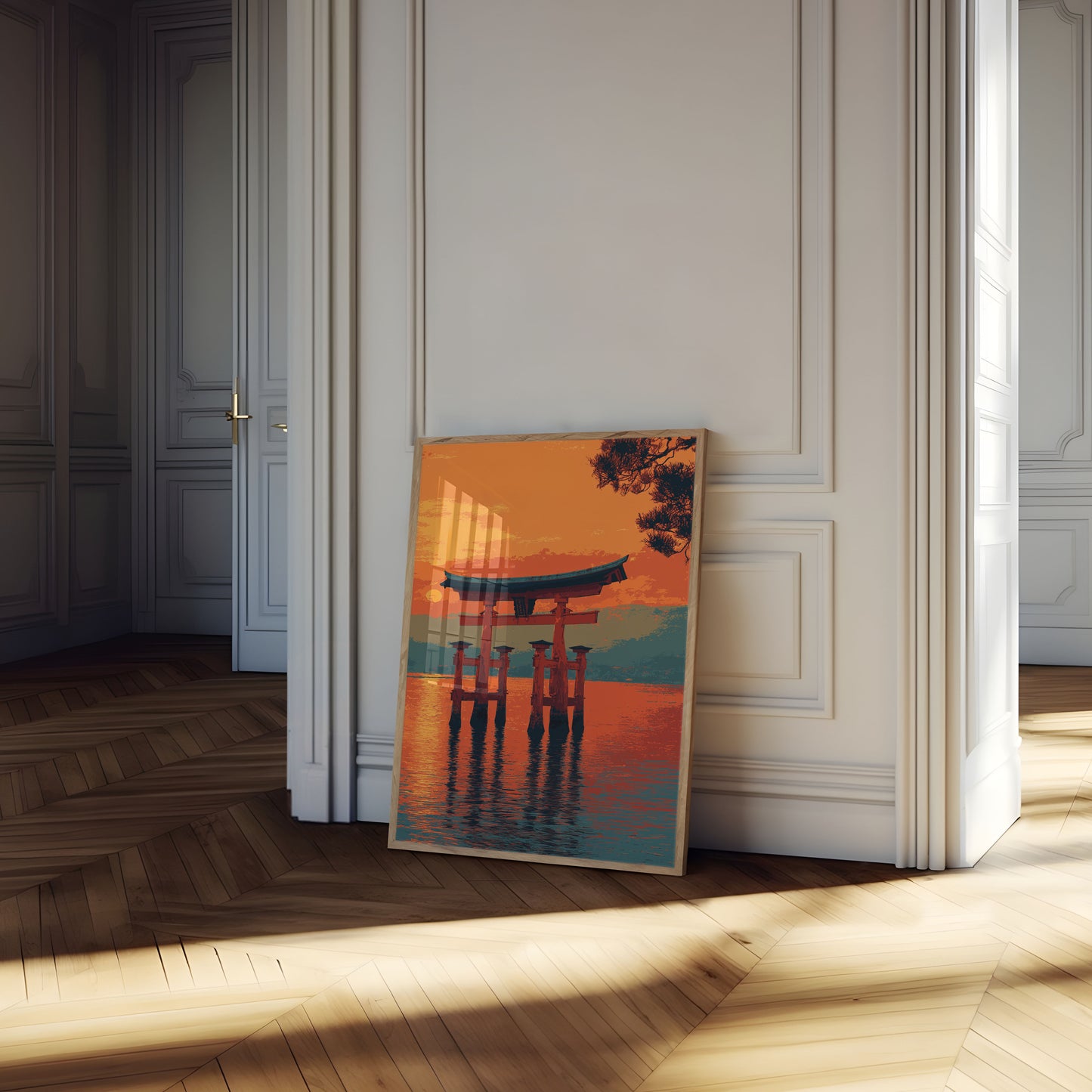 Affiche Coucher de Soleil Portique Torii Japonais