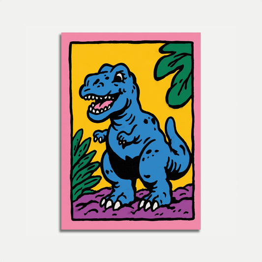 Cheerful Blue T-Rex Dinosaur Poster