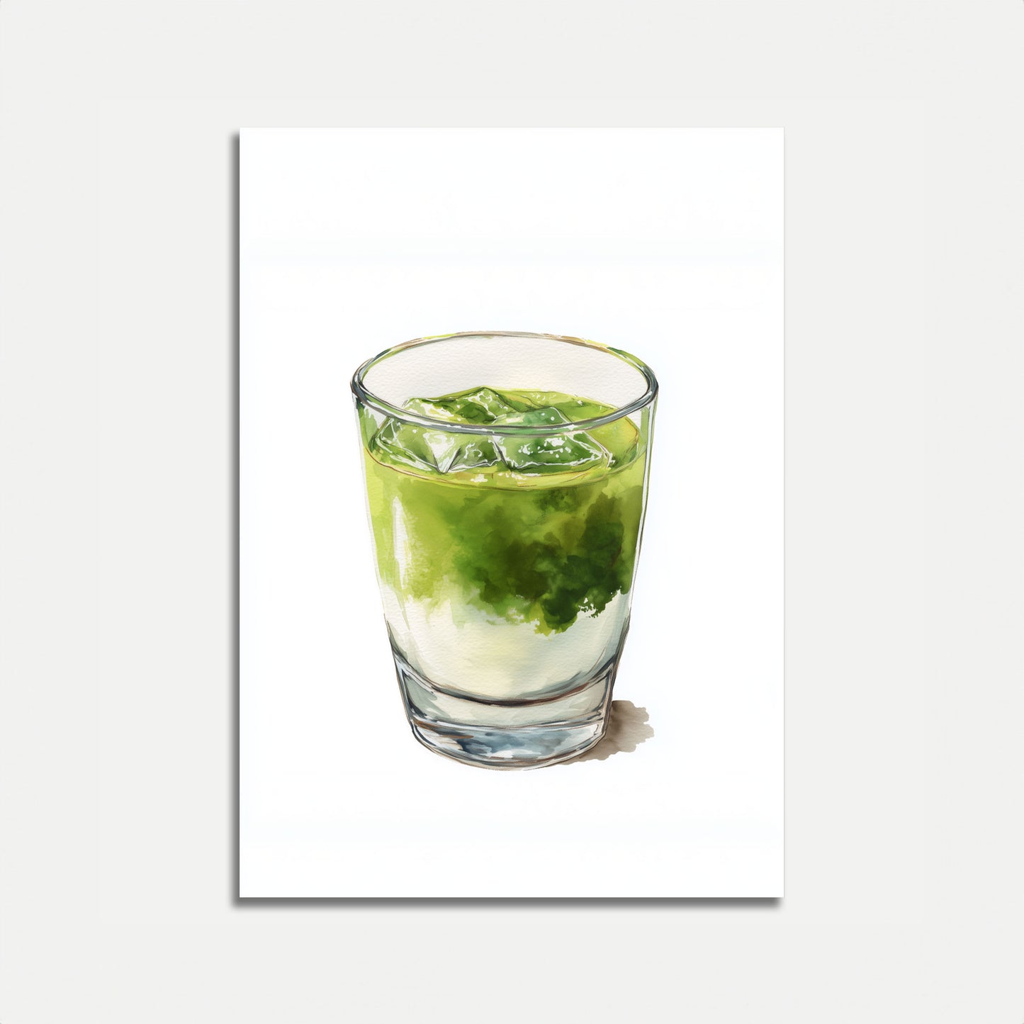 Grüner Matcha-Cocktail Aquarell Poster