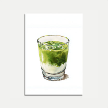 Grüner Matcha-Cocktail Aquarell Poster