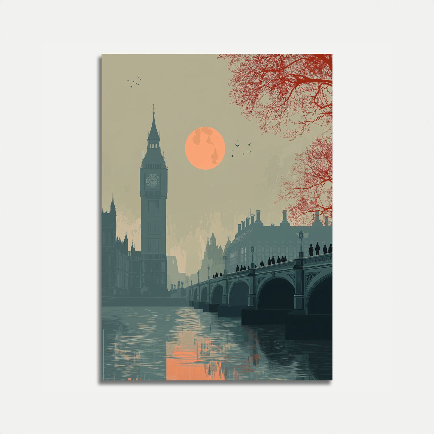 London Måneopgang Bybillede Plakat