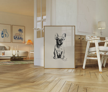 Affiche de croquis de bouledogue français