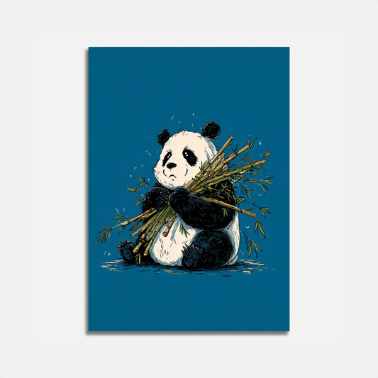 Cute Panda with Bamboo Poster