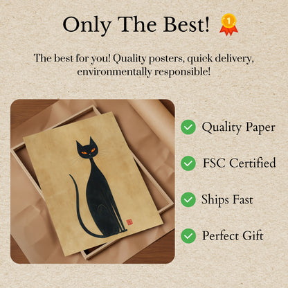 Zwarte Kat Met Gouden Ogen Poster