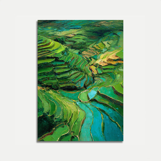 Abstrakt landskab terrasser markplakat