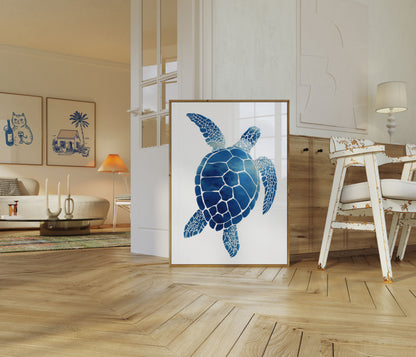Blue Sea Turtle Ocean Poster