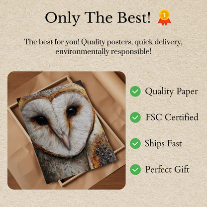 Affiche Gros Plan Portrait de Chouette Effraie