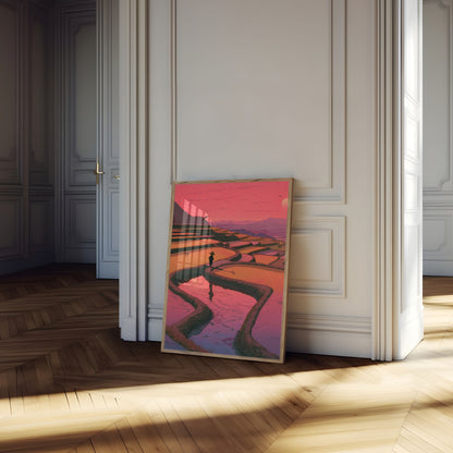 Rice Terraces at Sunset Poster
