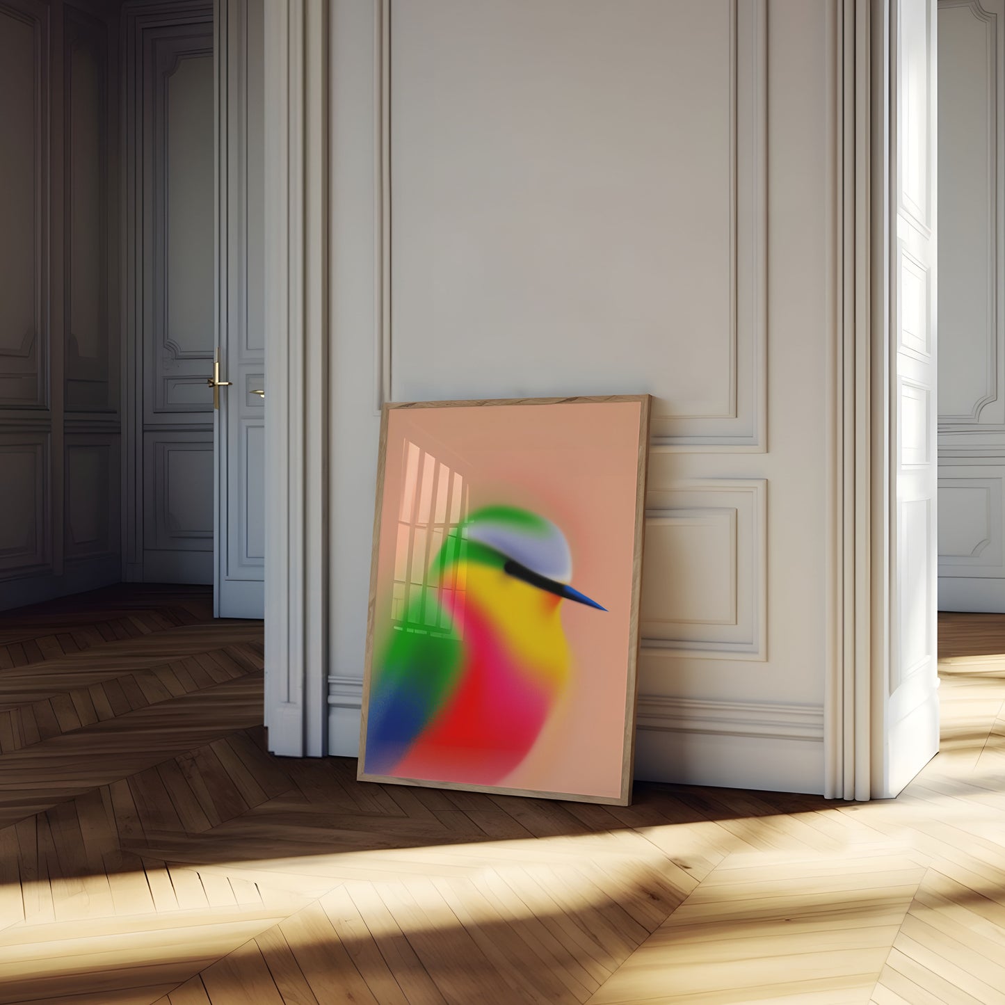 Colorful Blurred Bird Poster