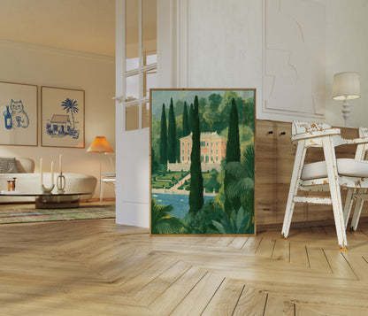 Affiche de jardin de villa méditerranéenne