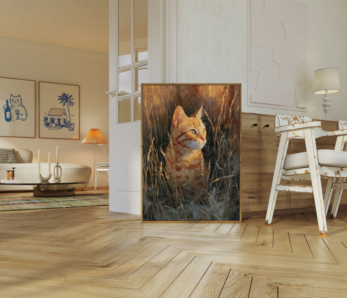 Orange Katt i Gyllene Vete Affisch