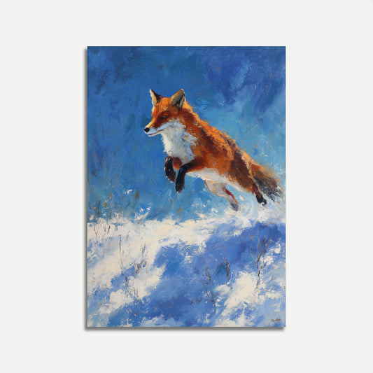 Poster della Volpe che Salta nella Neve