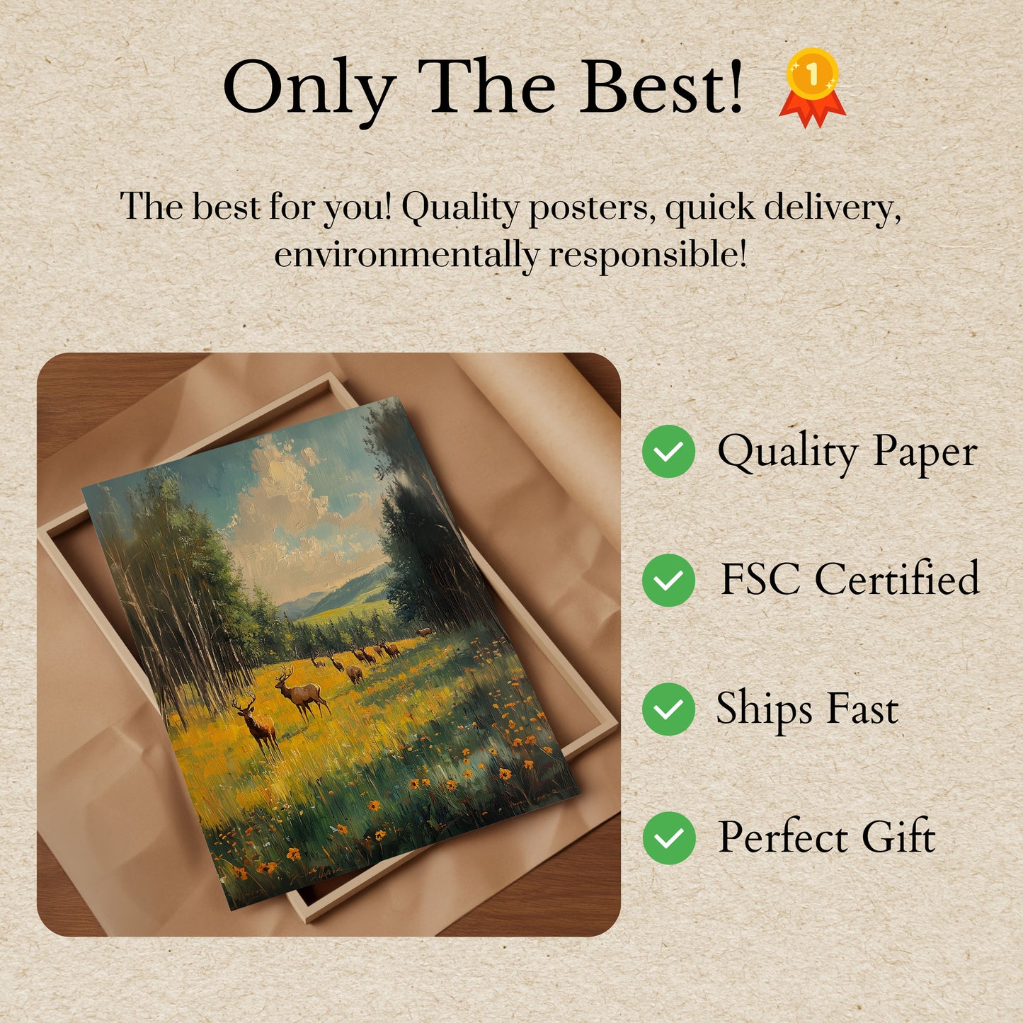 Póster de pradera de alces de montaña