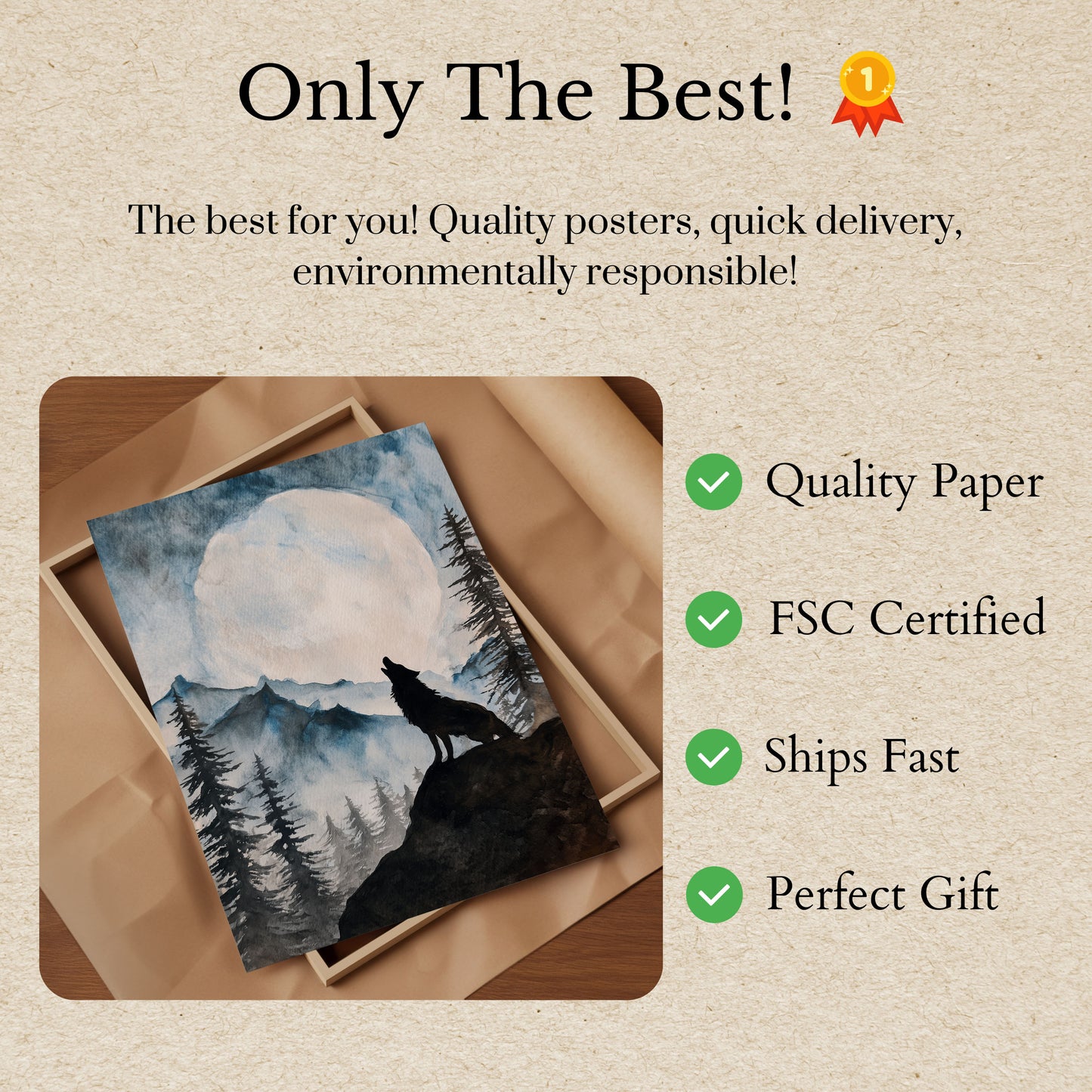 Moonlit Wolf Wilderness Poster