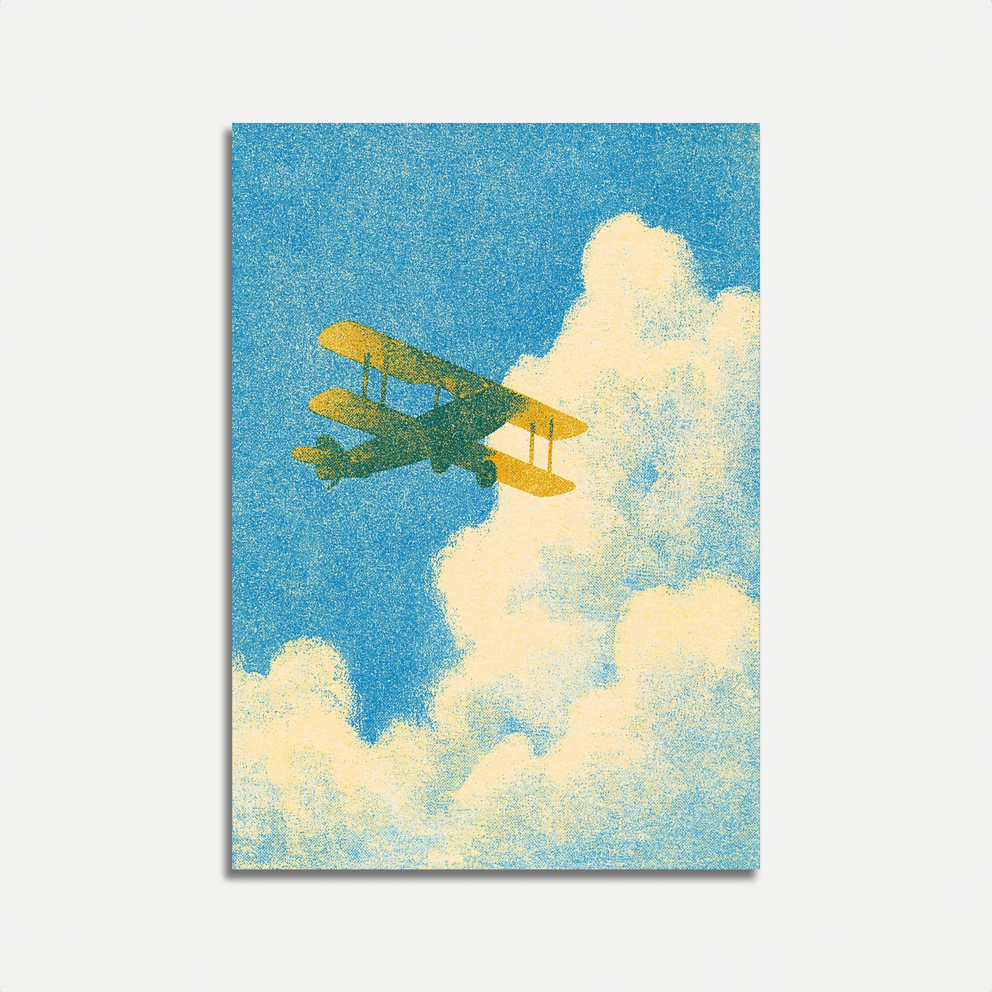 Vintage Biplane Flying High Poster
