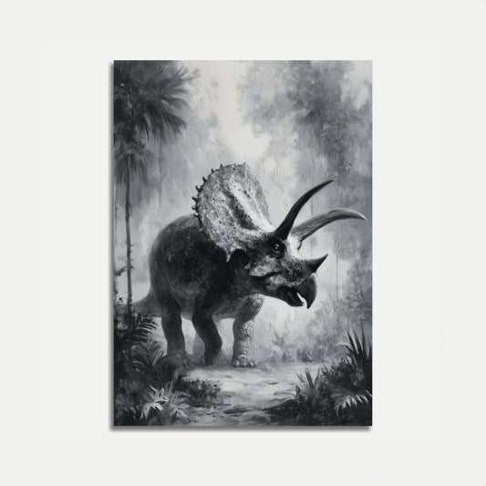 Primordial Triceratops Landscape Poster