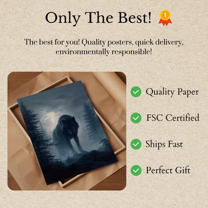 Moonlit Wolf Forest Poster