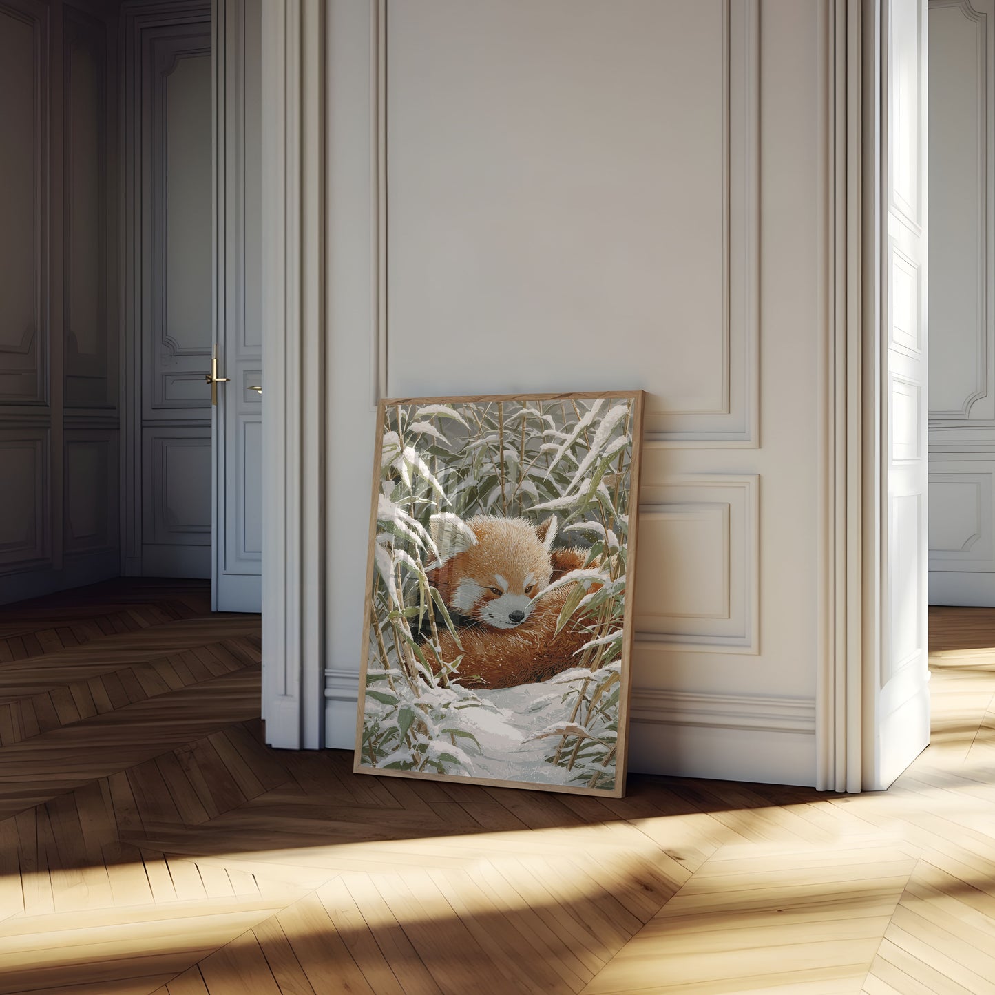 Red Panda in Winter Snow Poster