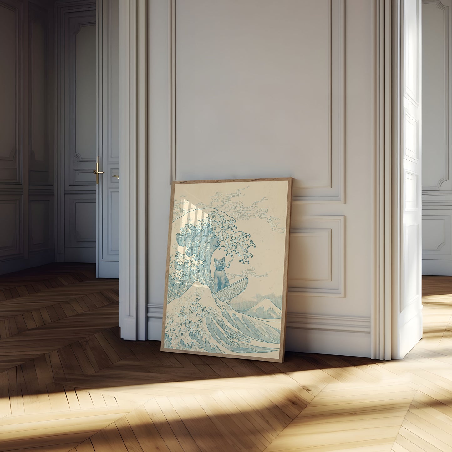 Cool Cat Surfing Great Wave Poster