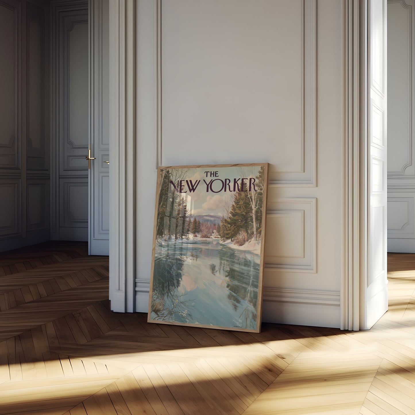 Serene Winter River New Yorker Poster