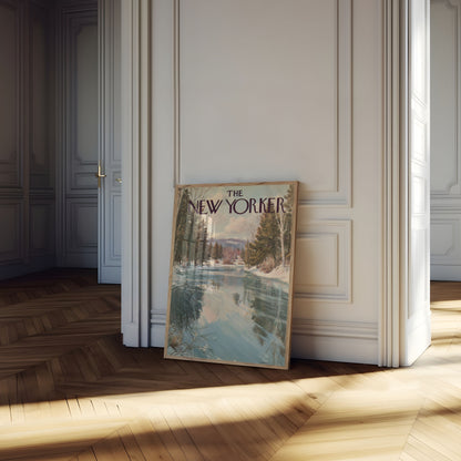 Serene Winter River New Yorker Poster