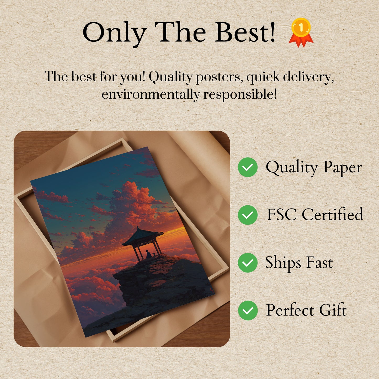 Póster de meditación zen sobre las nubes