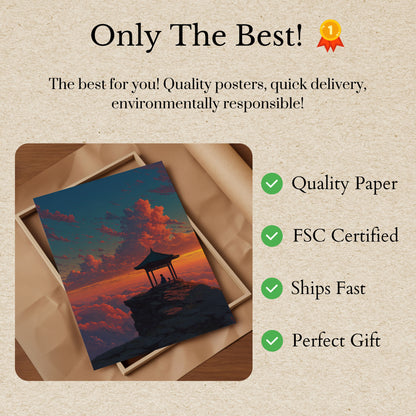 Póster de meditación zen sobre las nubes