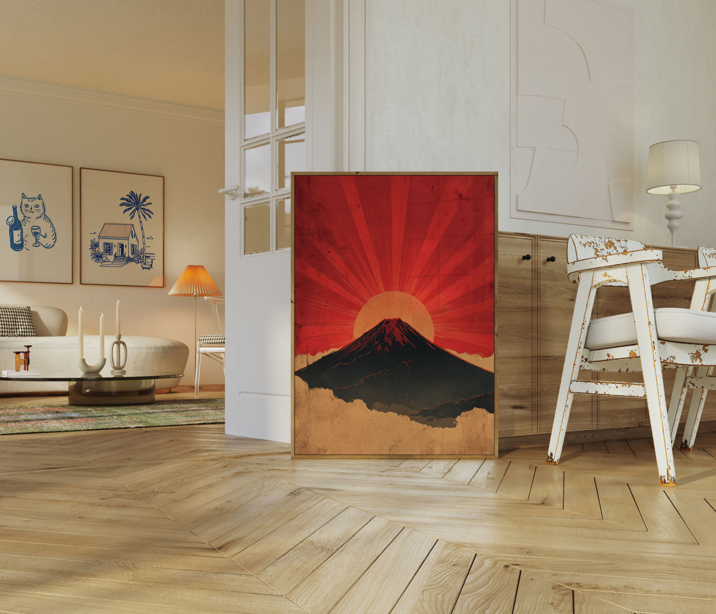 Mount Fuji Rising Sun Poster