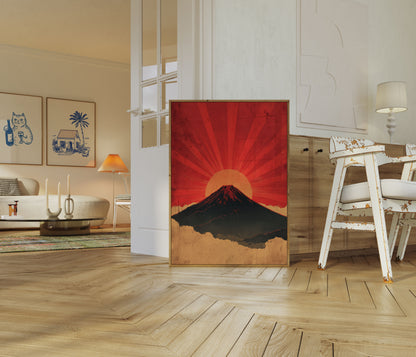 Mount Fuji Rising Sun Poster