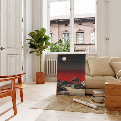 Pagoda Asiatica al Chiaro di Luna Poster