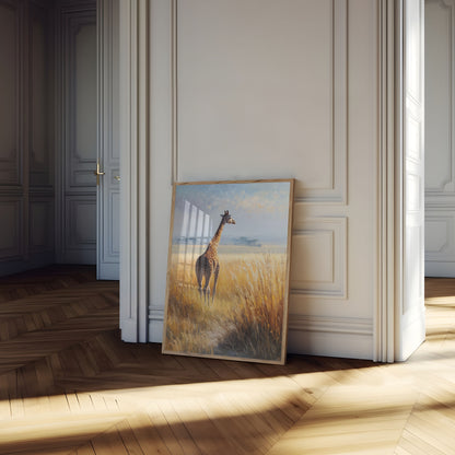 Póster de jirafa serena de la sabana