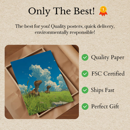 Prehistoric Grasslands Dinosaur Poster