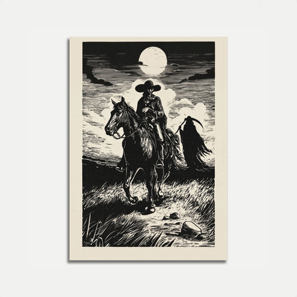 Månebelyst Cowboy-rytter Plakat