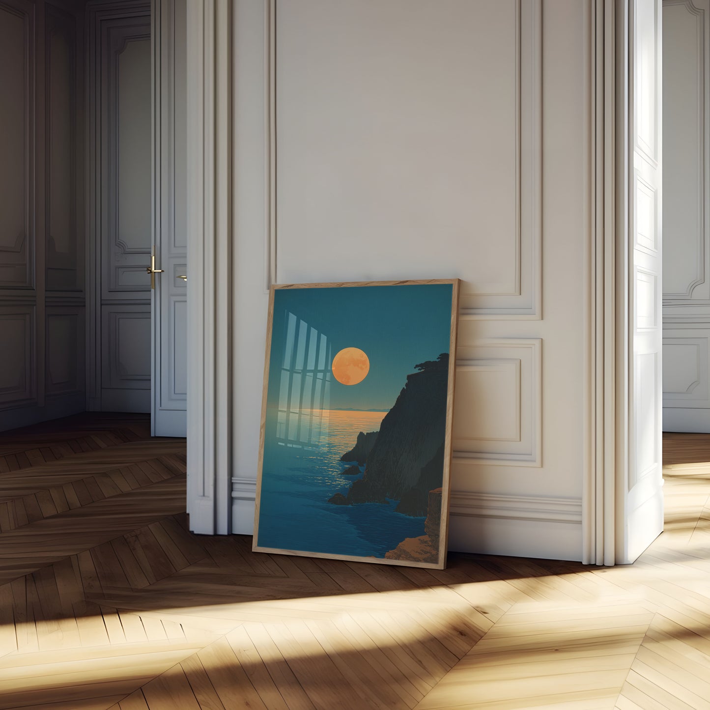 Full Moon Over Coastal Cliffs Poster