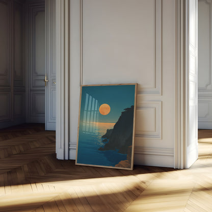 Full Moon Over Coastal Cliffs Poster