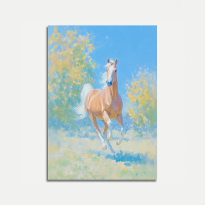 Graciøs Hest i Pastelfarvet Eng Plakat