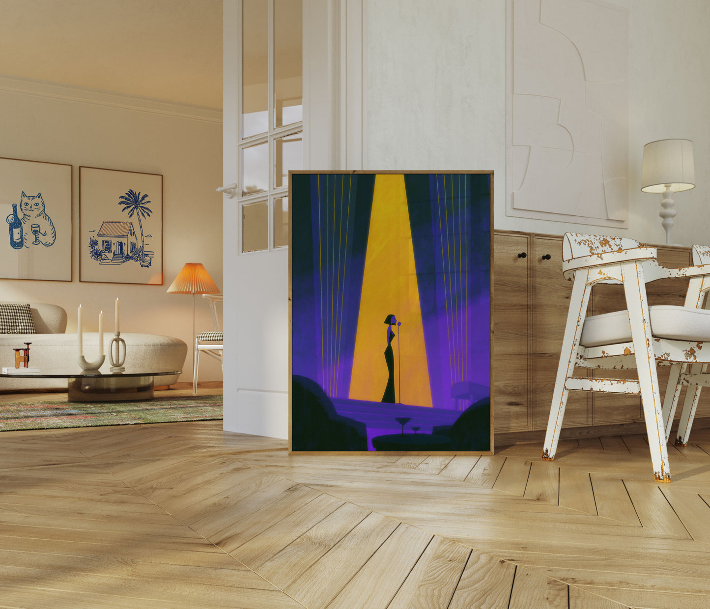 Spotlight-Sänger auf der Bühne Poster