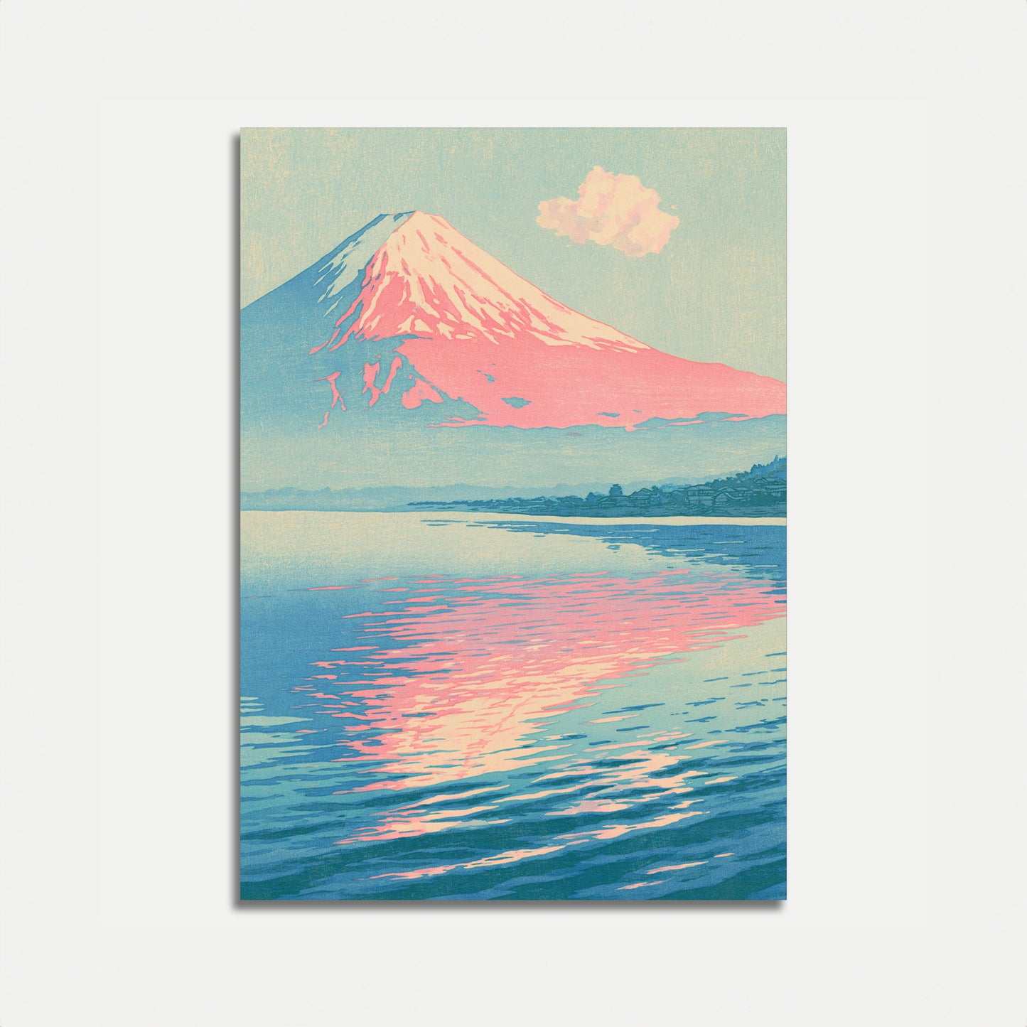 Mount Fuji Reflecting at Sunset Poster