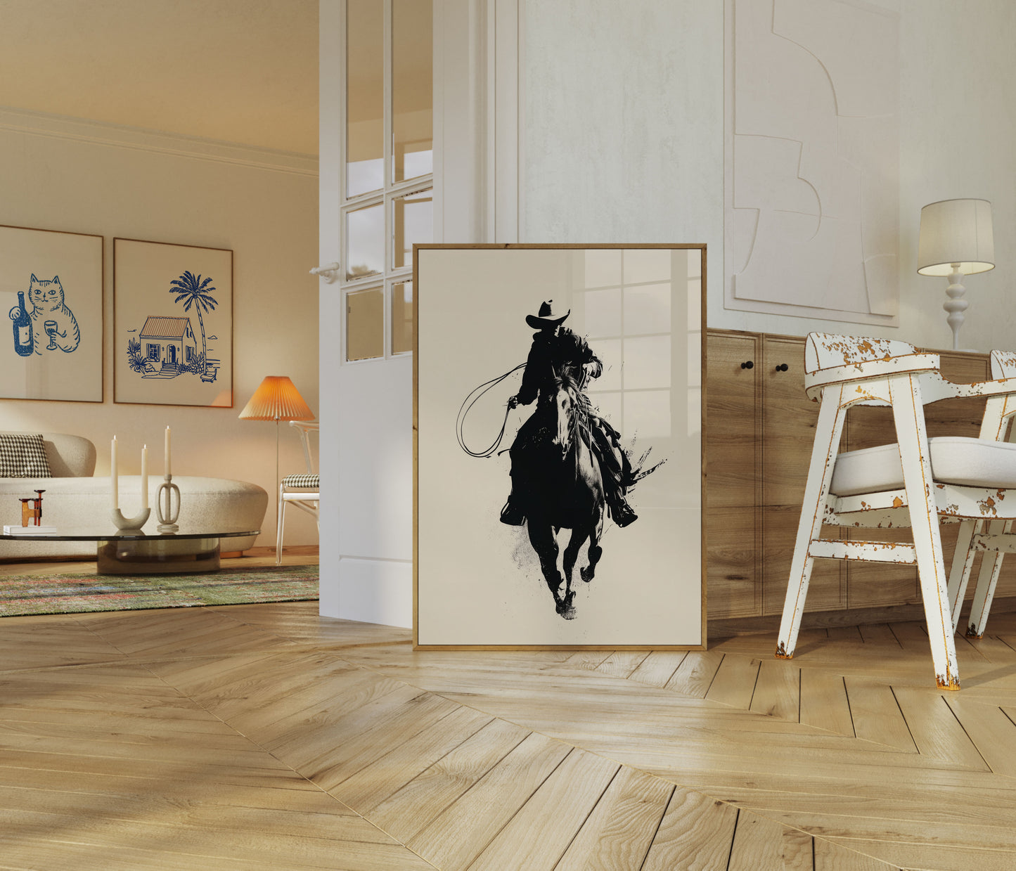 Lone Cowboy Riding Poster