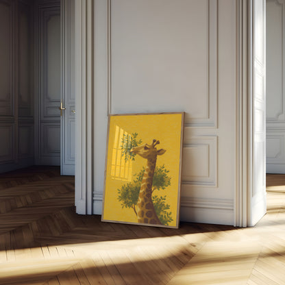 Giraffe Among Green Leaves Poster