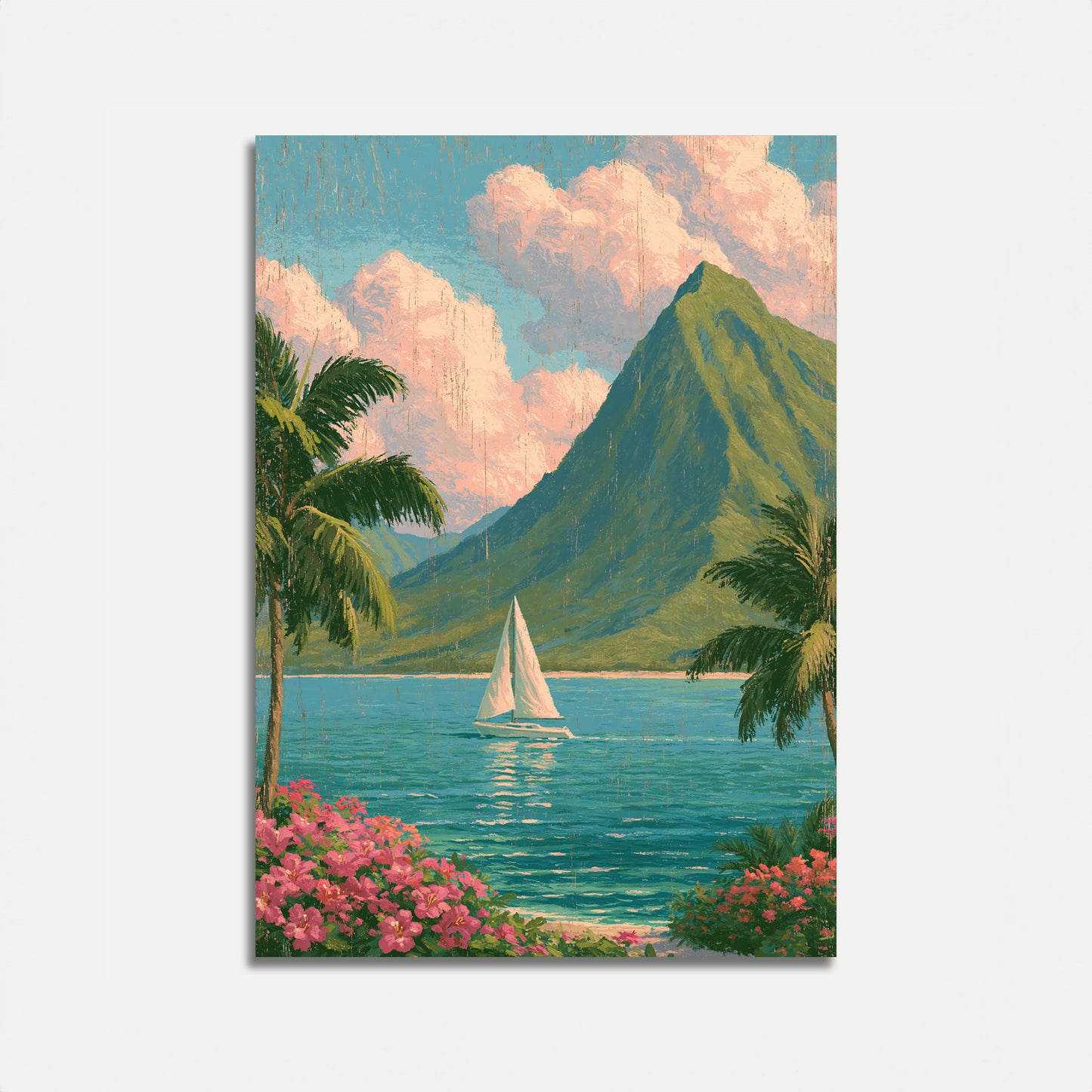 Tropisches Paradies Segelboot Poster