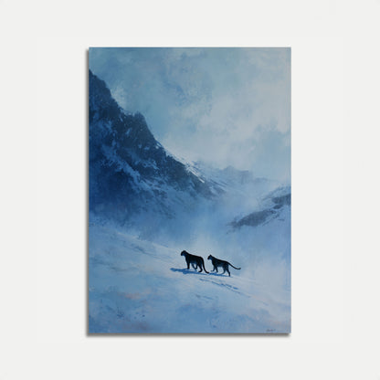 Ulver i snøklette fjell plakat