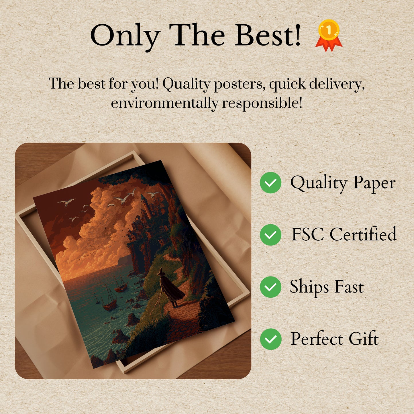 Medieval Castle Coastal Adventure Poster