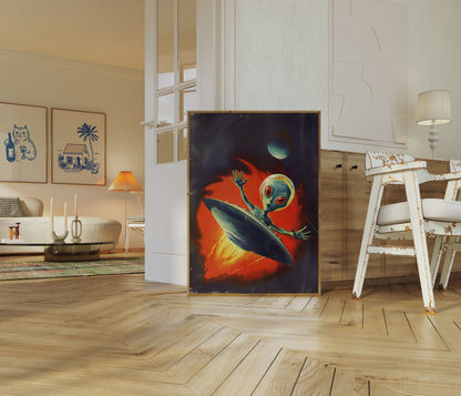 Pôster de Surf Cósmico Alienígena