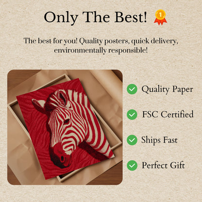 Red Zebra Stripes Art Poster