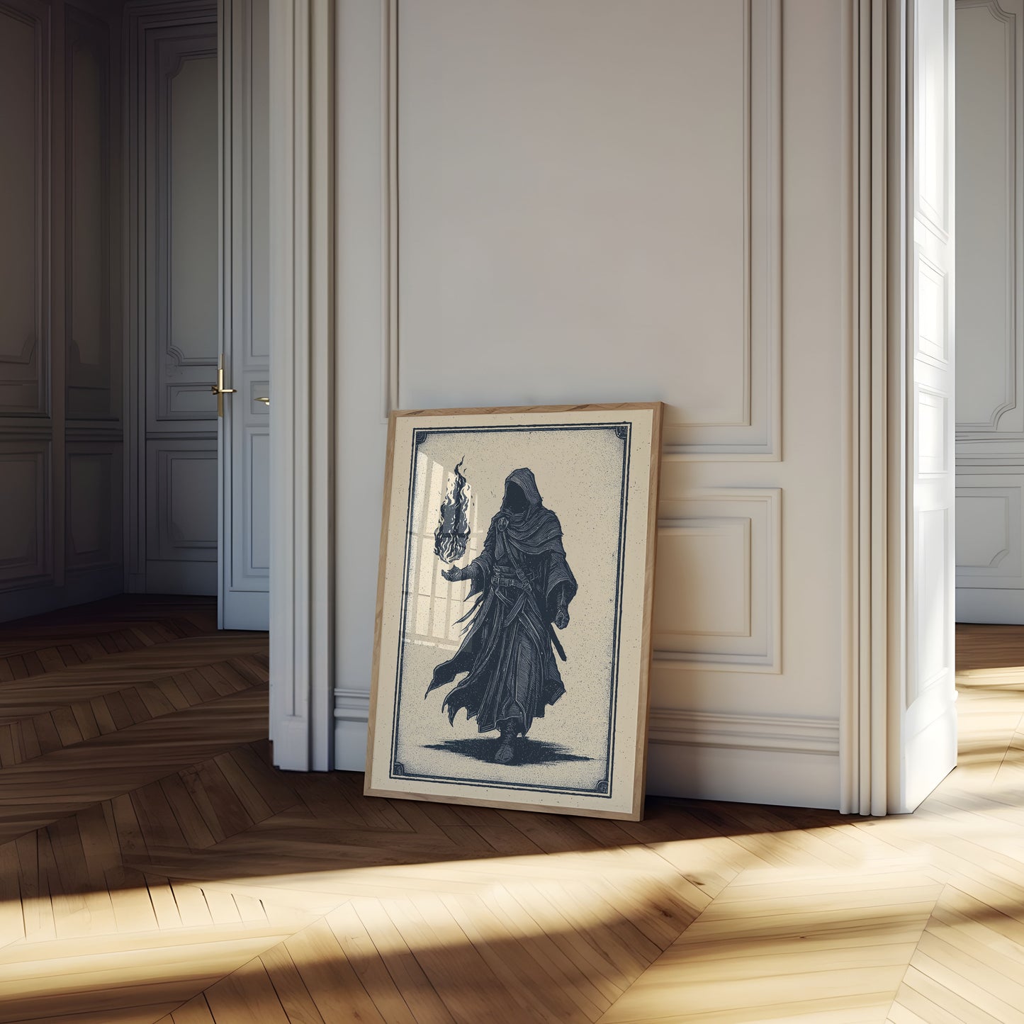 Mystical Wizard with Flame Poster