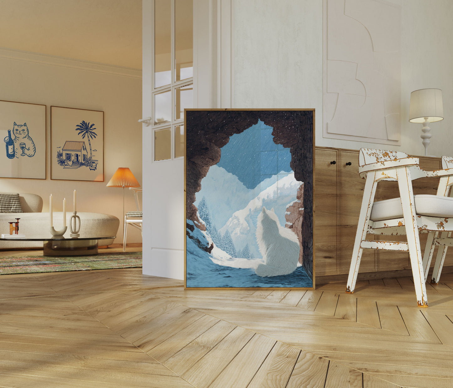 Poster della Caverna del Lupo sulla Montagna Innevata