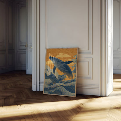 Majestueuze Walvis die door Golven Breekt Poster